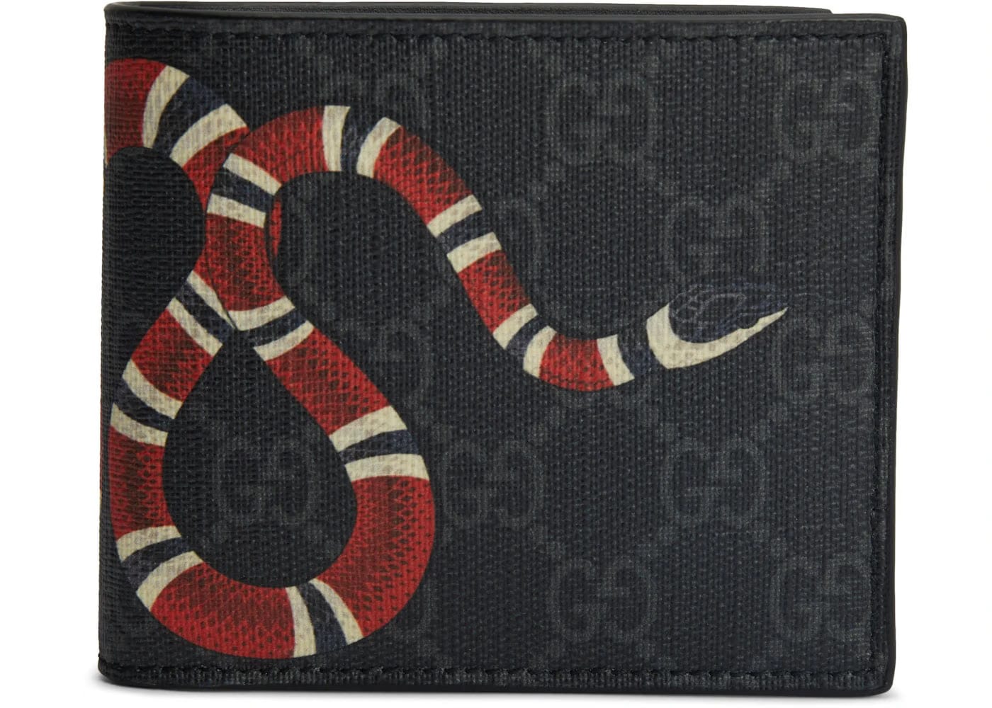 Gucci Kingsnake Wallet Gg Supreme 8 Card Slots Black