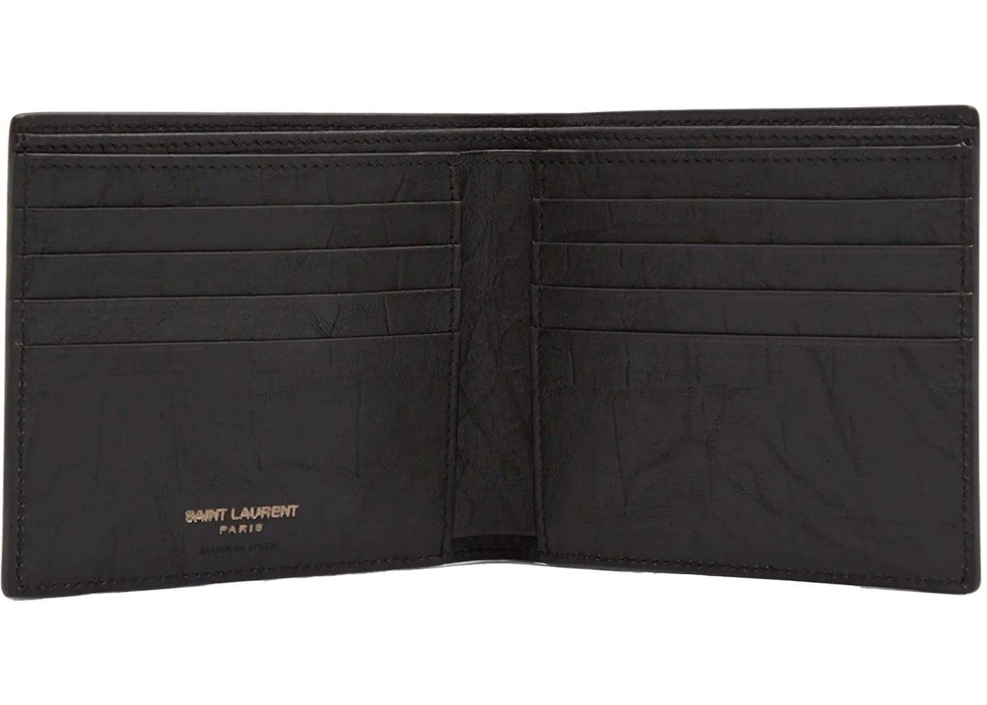 Saint Laurent Monogram Croc-Embossed Leather Bi-Fold Wallet Black