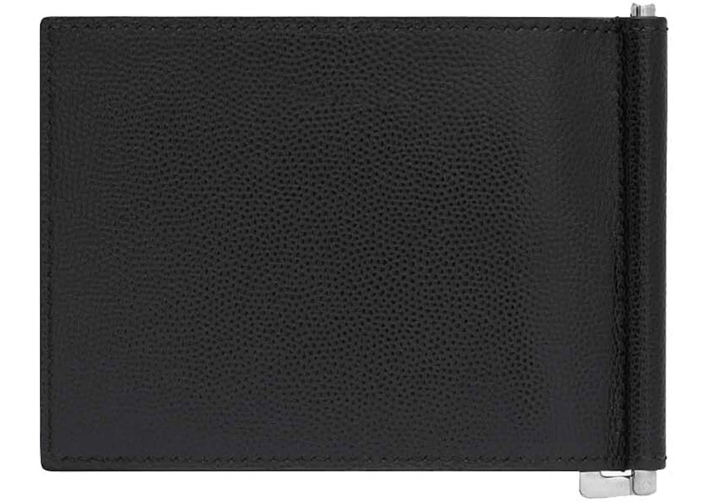 Saint Laurent Paris Bill Clip Wallet In Grain De Poudre Embossed Leather Black