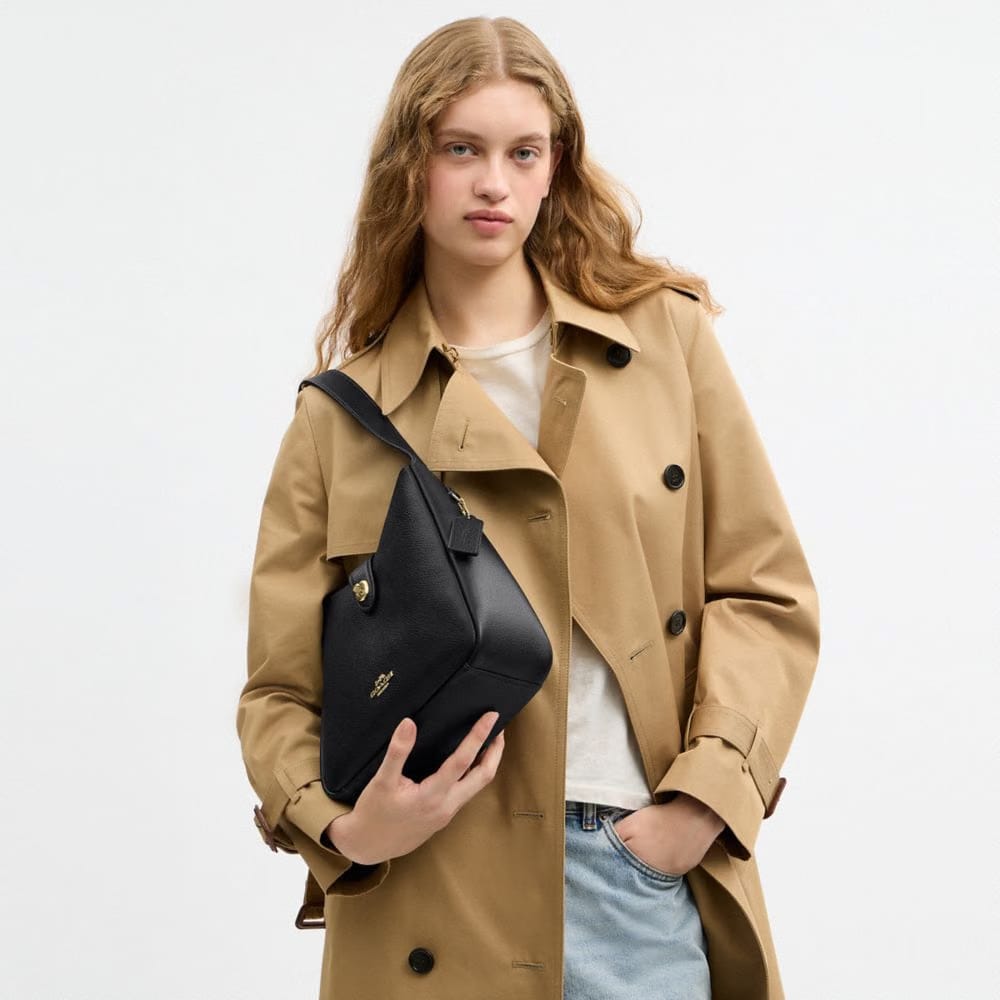 Coach Hadley Convertible Crossbody Bag Pebbled Leather-Gold-Black
