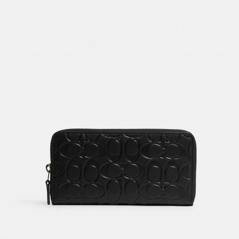 Coach Accordion Wallet In Signature Leather Smooth Leather-Gunmetal-Black