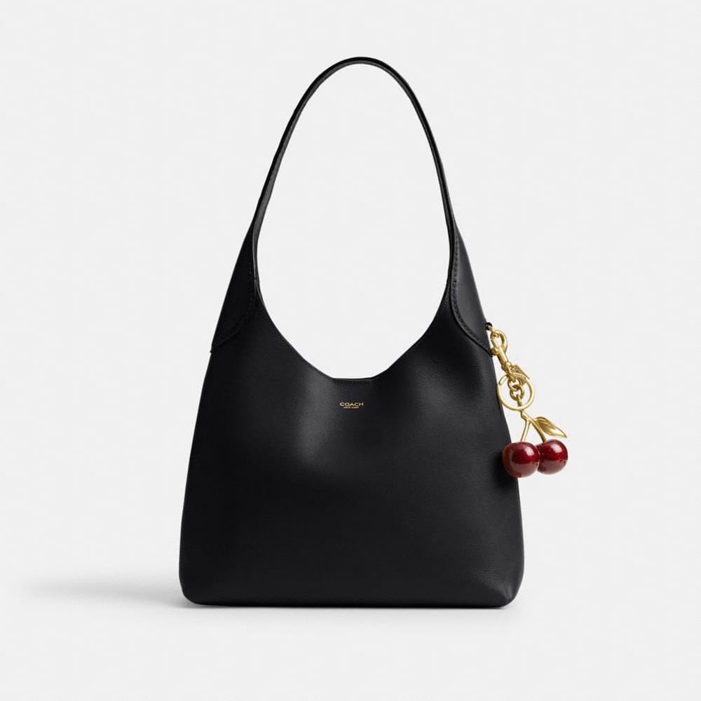 Coach Brooklyn Shoulder Bag 28 Natural Grain Leather-Brass-Black