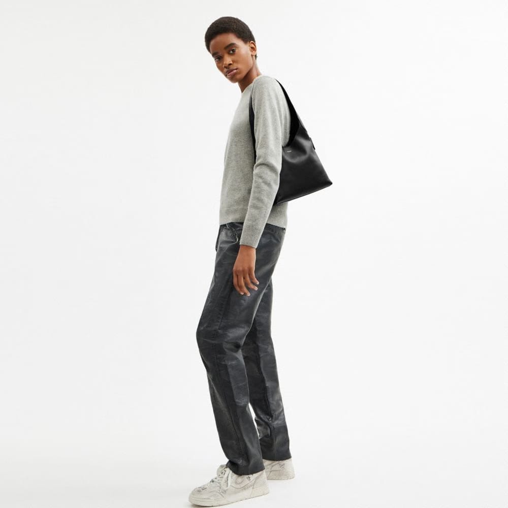 Coach Brooklyn Shoulder Bag 28 Natural Grain Leather-Brass-Black