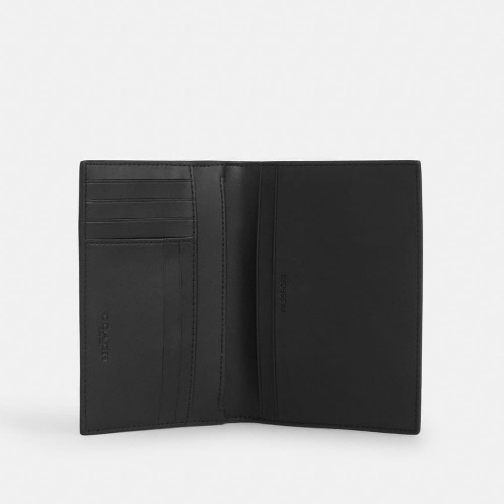 Coach Passport Card Case In Signature Canvas With Patches Gunmetal Charcoal Multi