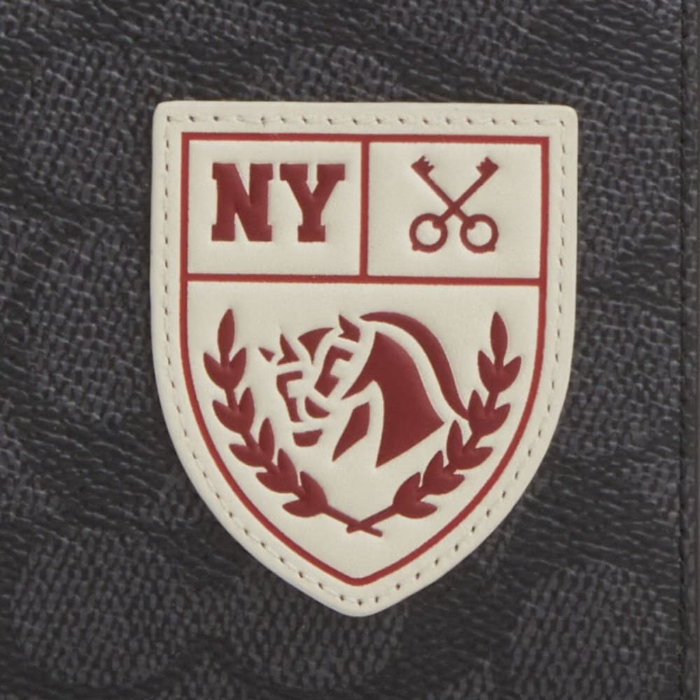 Coach Passport Card Case In Signature Canvas With Patches Gunmetal Charcoal Multi