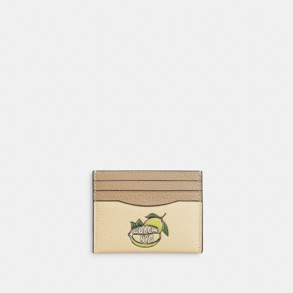 Coach Slim Id Card Case With Lemon Graphic Silver-Moonlight