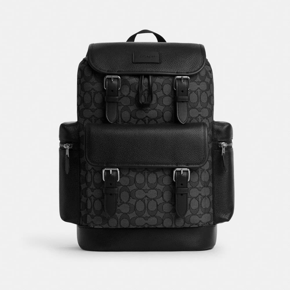 Coach Sprint Backpack In Signature Jacquard Silver Charcoal Black