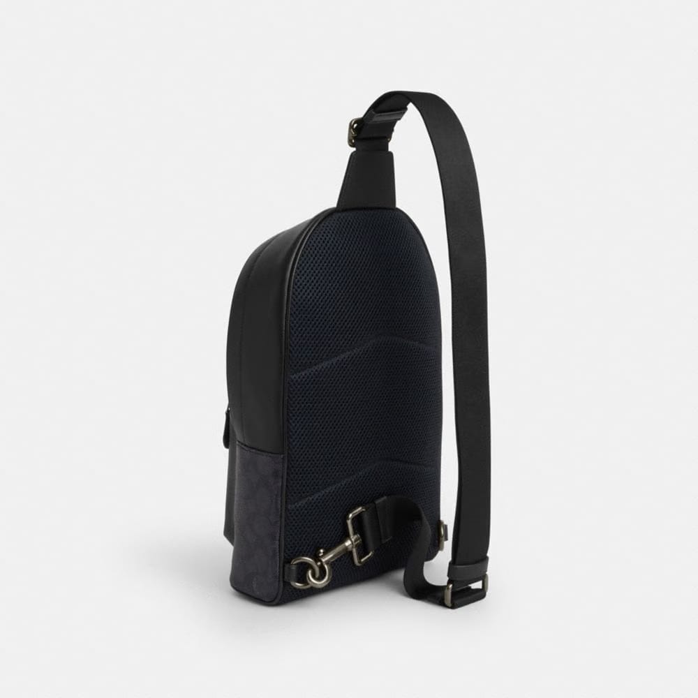 Coach West Pack In Signature Canvas Gunmetal Charcoal Black