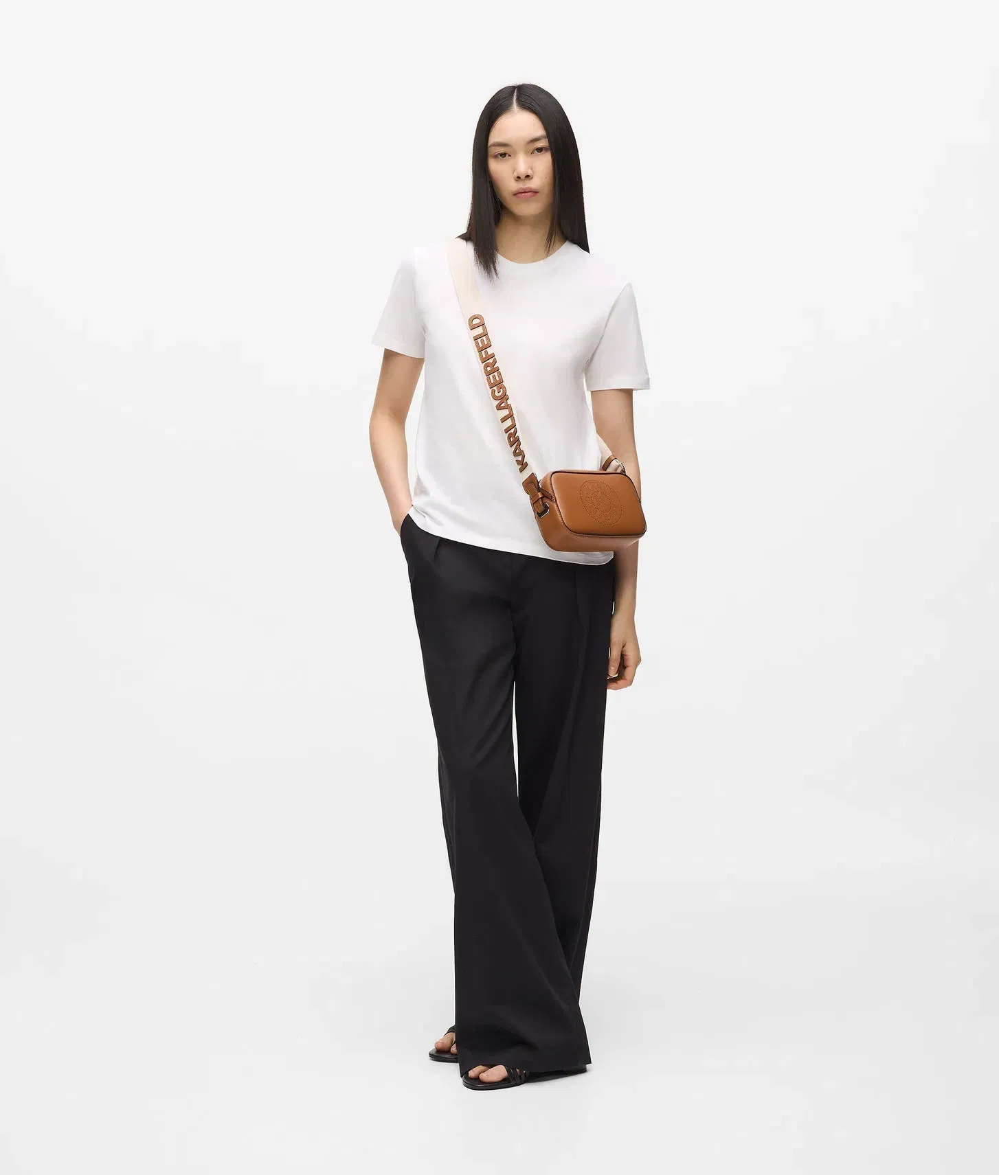 KarlLagerfeld Kcircle Perforated Crossbody Bag Dark Tan