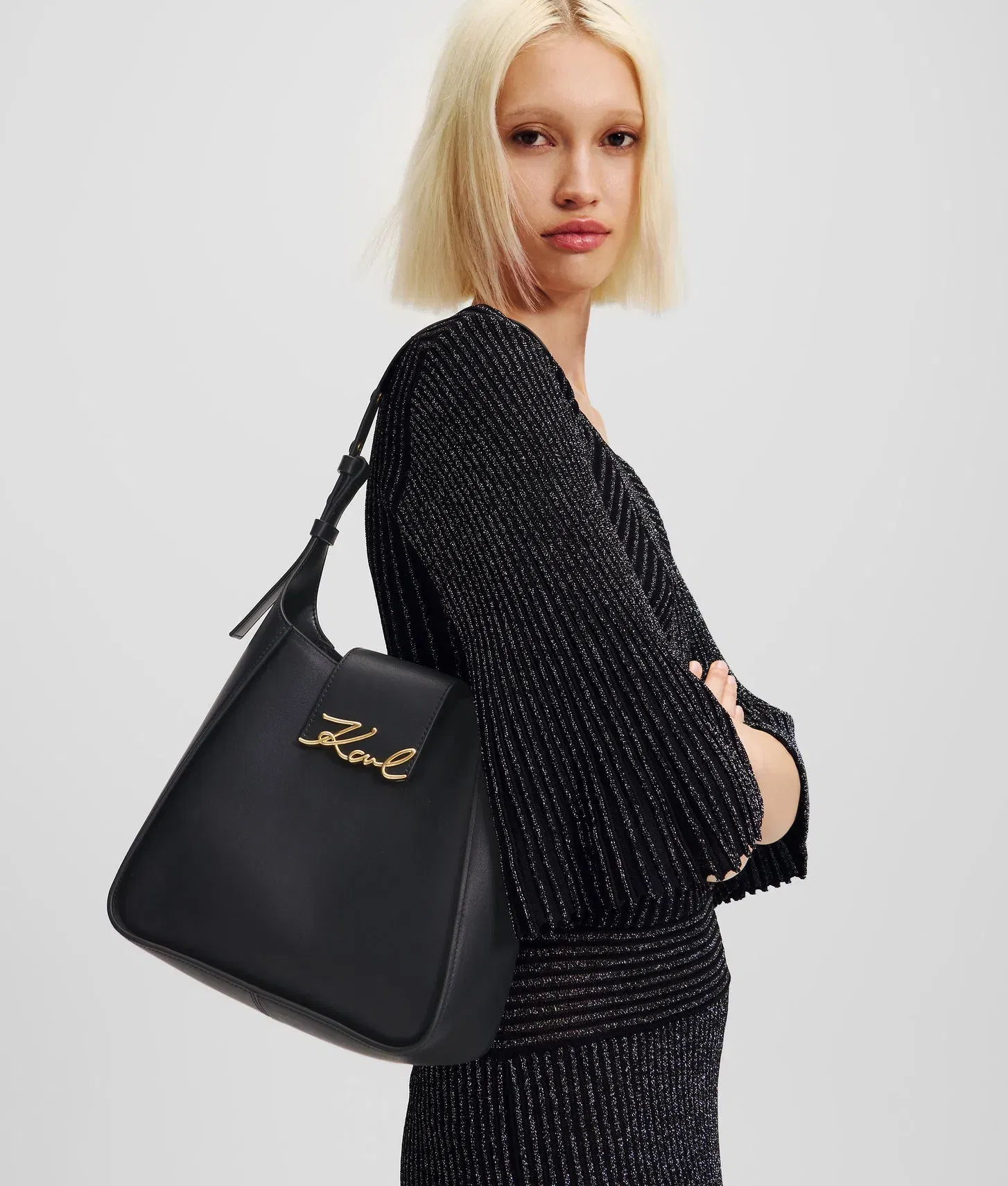 KarlLagerfeld Ksignature Hobo Bag Black