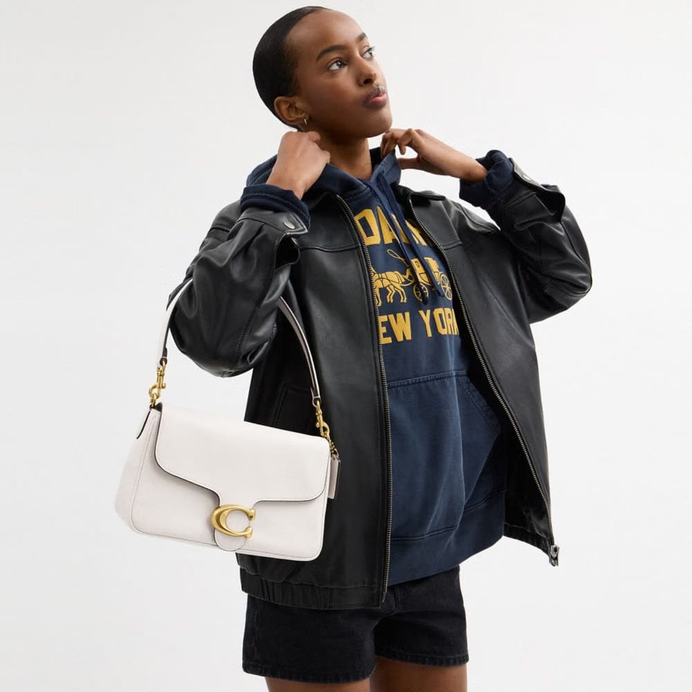 Coach Soft Tabby Shoulder Bag Smooth Leather-Brass-Chalk