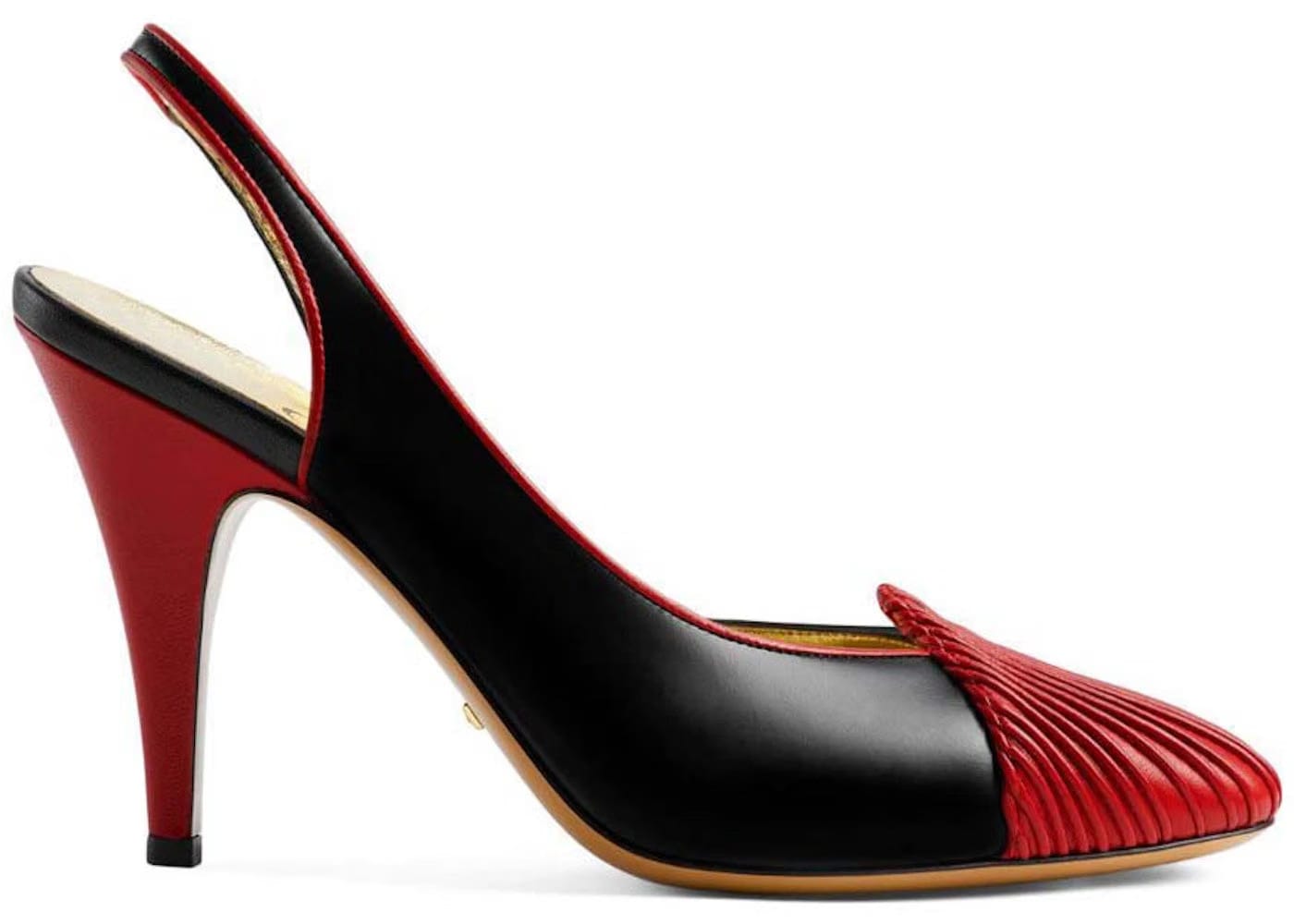 Gucci 95 Slingback Leather Pumps Black Red Womens
