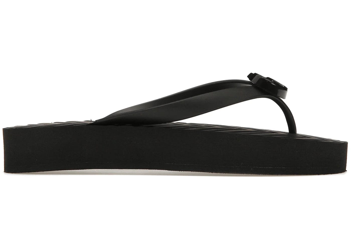Gucci Chevron Thong Sandal Black Rubber