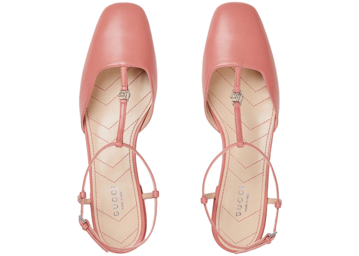 Gucci Double G Ballet Flats Pink Leather Womens