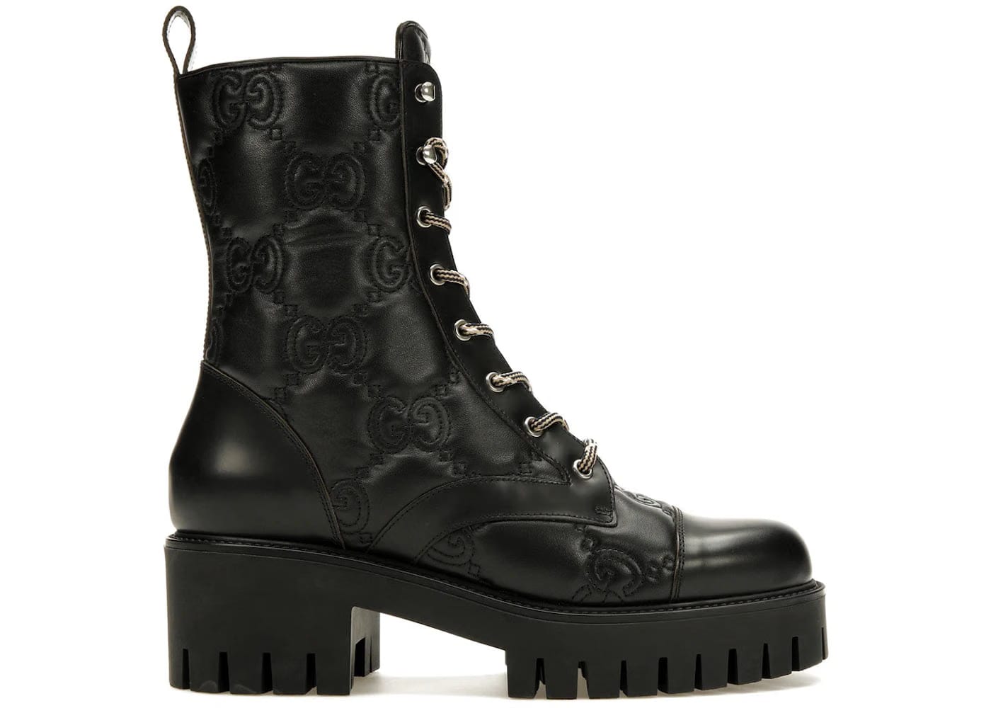Gucci Wmns GG Matelassé Lace Up Boot 'Black'