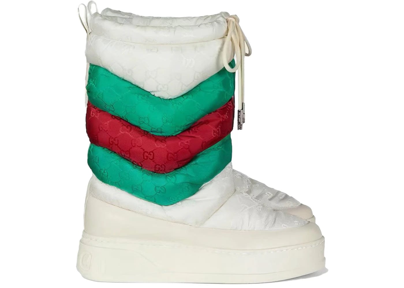 Gucci Gg Chevron Boots White Green Red Womens