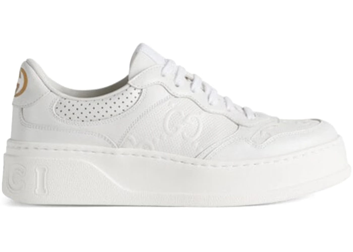Gucci Gg Embossed White Leather Womens