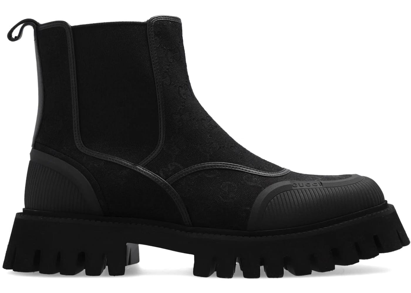 Gucci Gg Jacquard Canvas Ankle Boots Triple Black