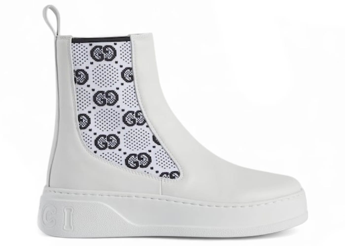 Gucci Gg Jersey Chelsea Boots White Womens