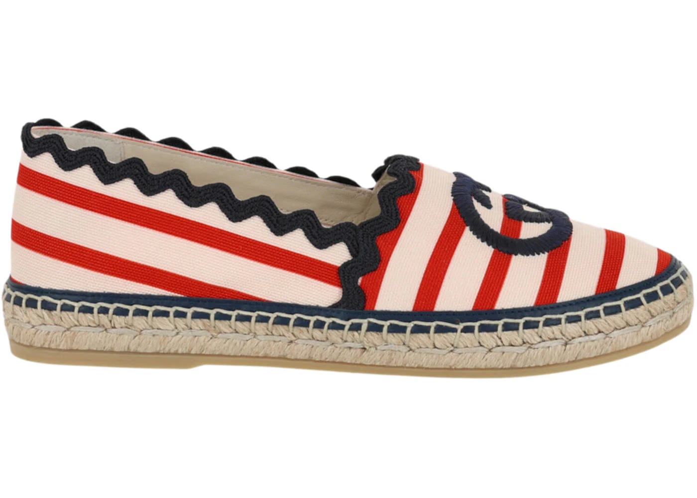 Gucci Gg Striped Espadrilles Red Womens