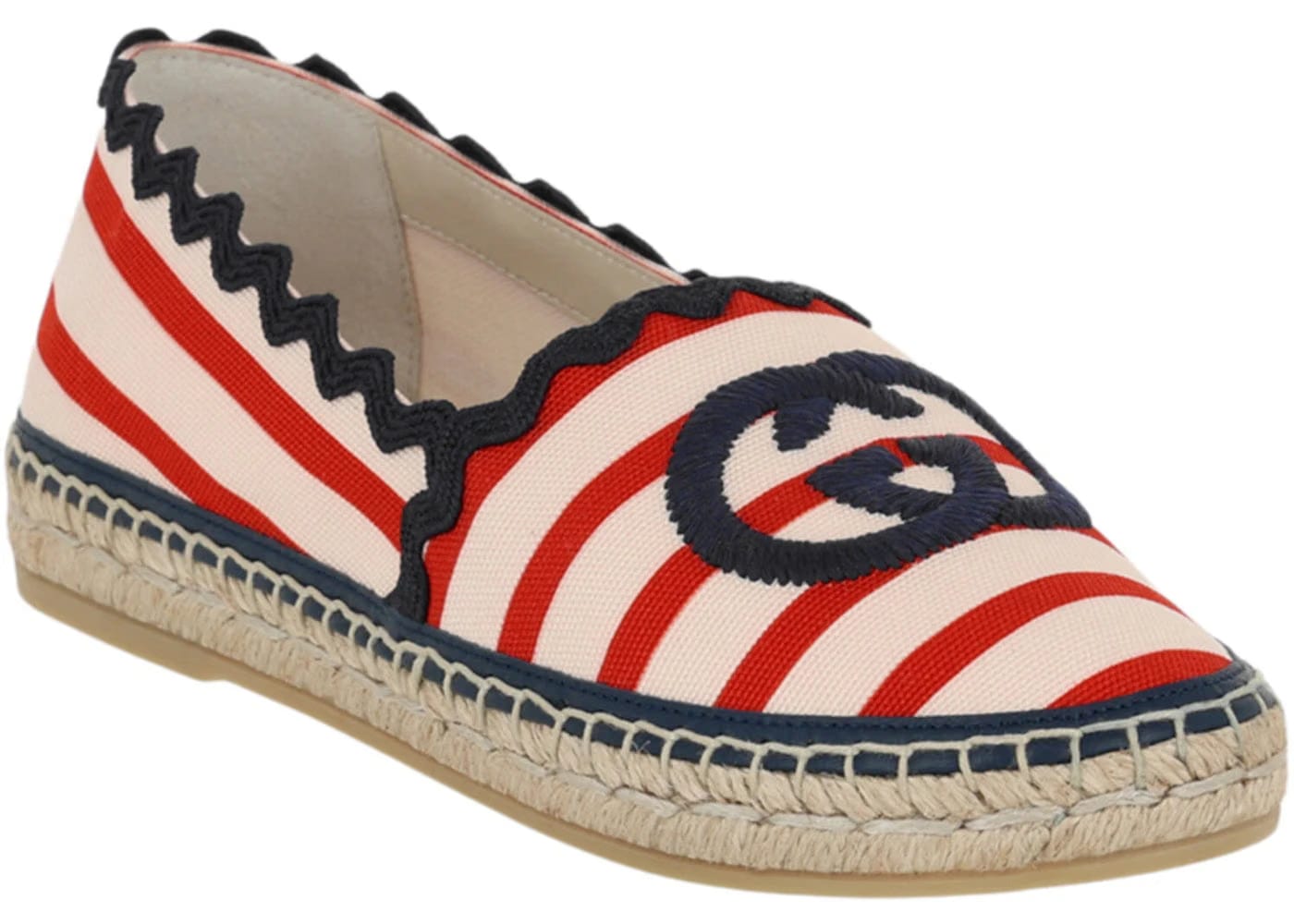 Gucci Gg Striped Espadrilles Red Womens