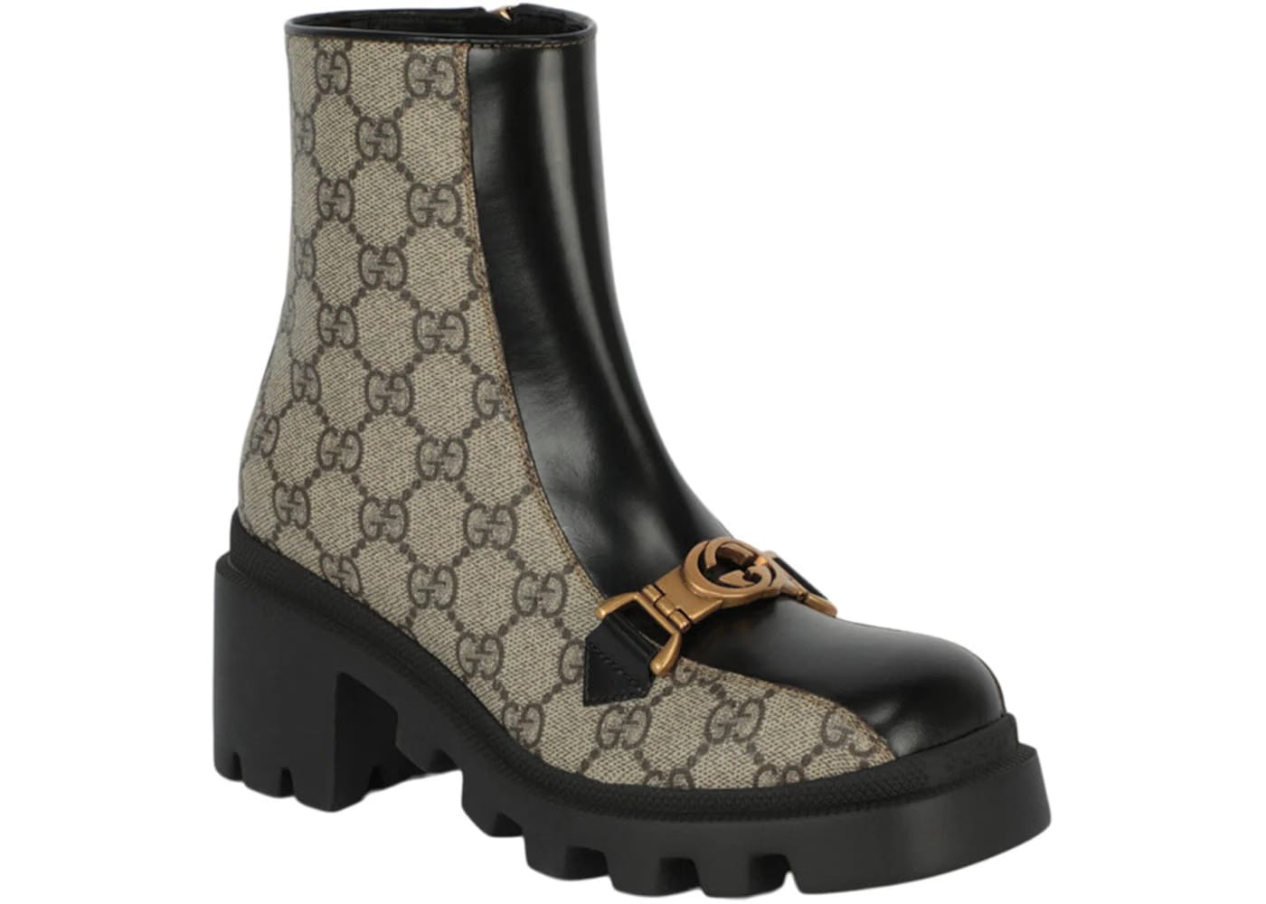 Gucci Gg Supreme Ankle Boots Dark Beige Womens