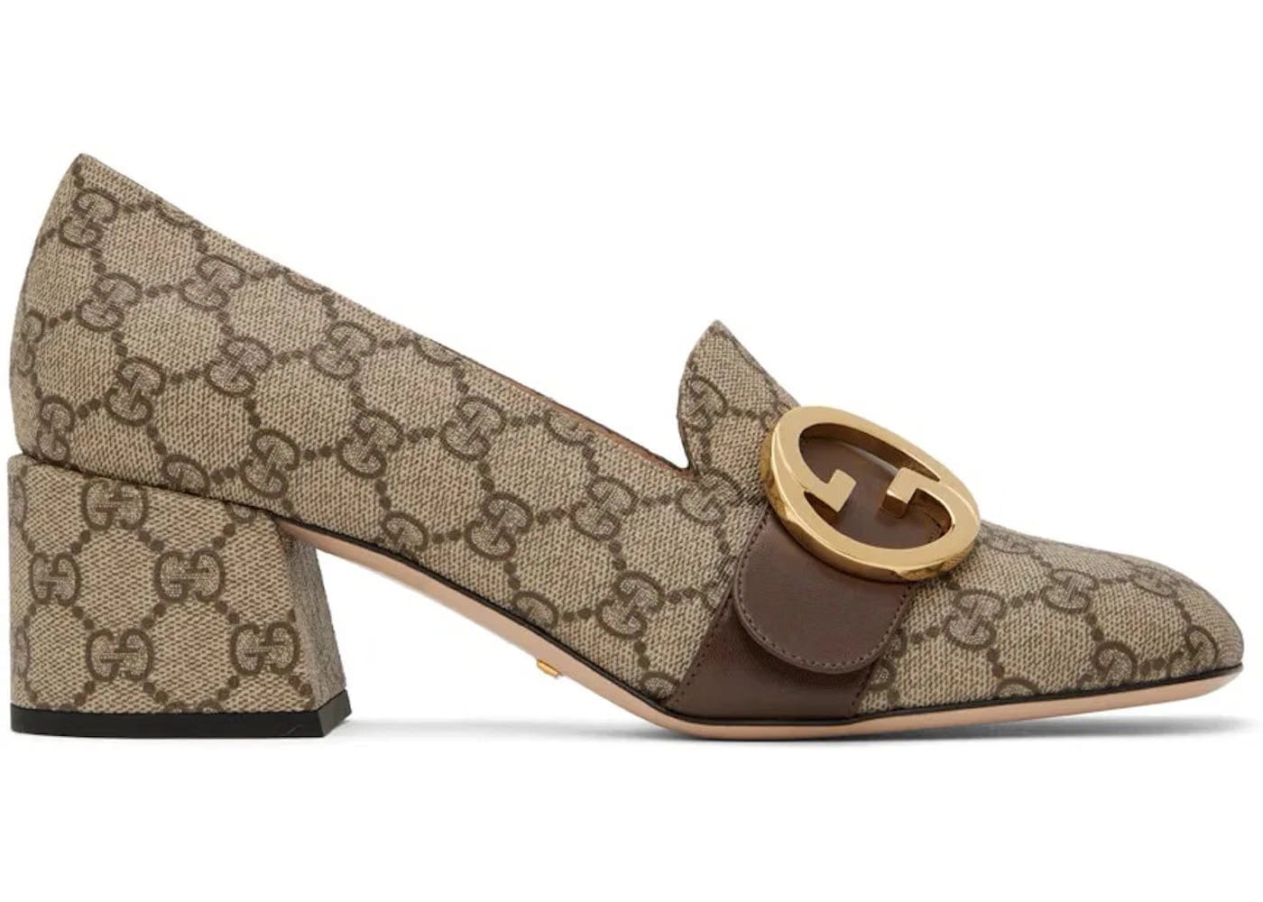 Gucci Gg Supreme Canvas Pumps Beige Ebony Womens
