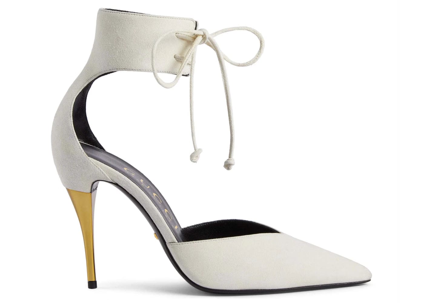 Gucci High Heel Pump With Ankle Cuff White Womens