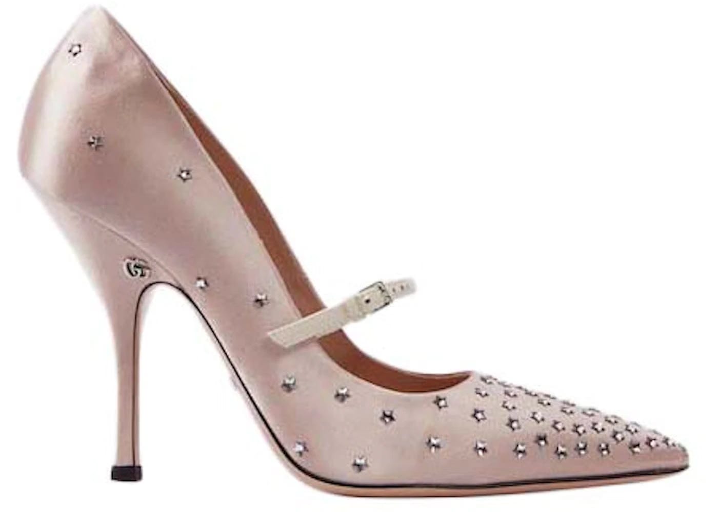 Gucci Jodie Embellished Satin Pumps Pink Womens