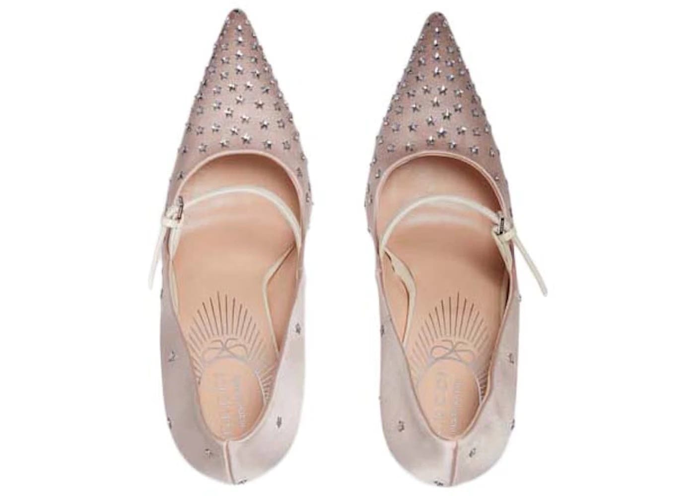 Gucci Jodie Embellished Satin Pumps Pink Womens