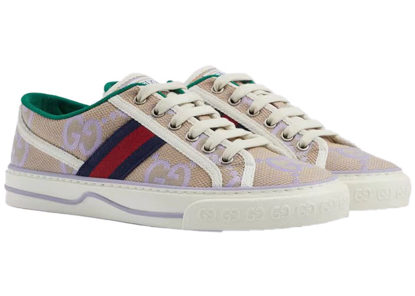 Gucci Jumbo Gg Tennis 1977 Beige Lilac Canvas
