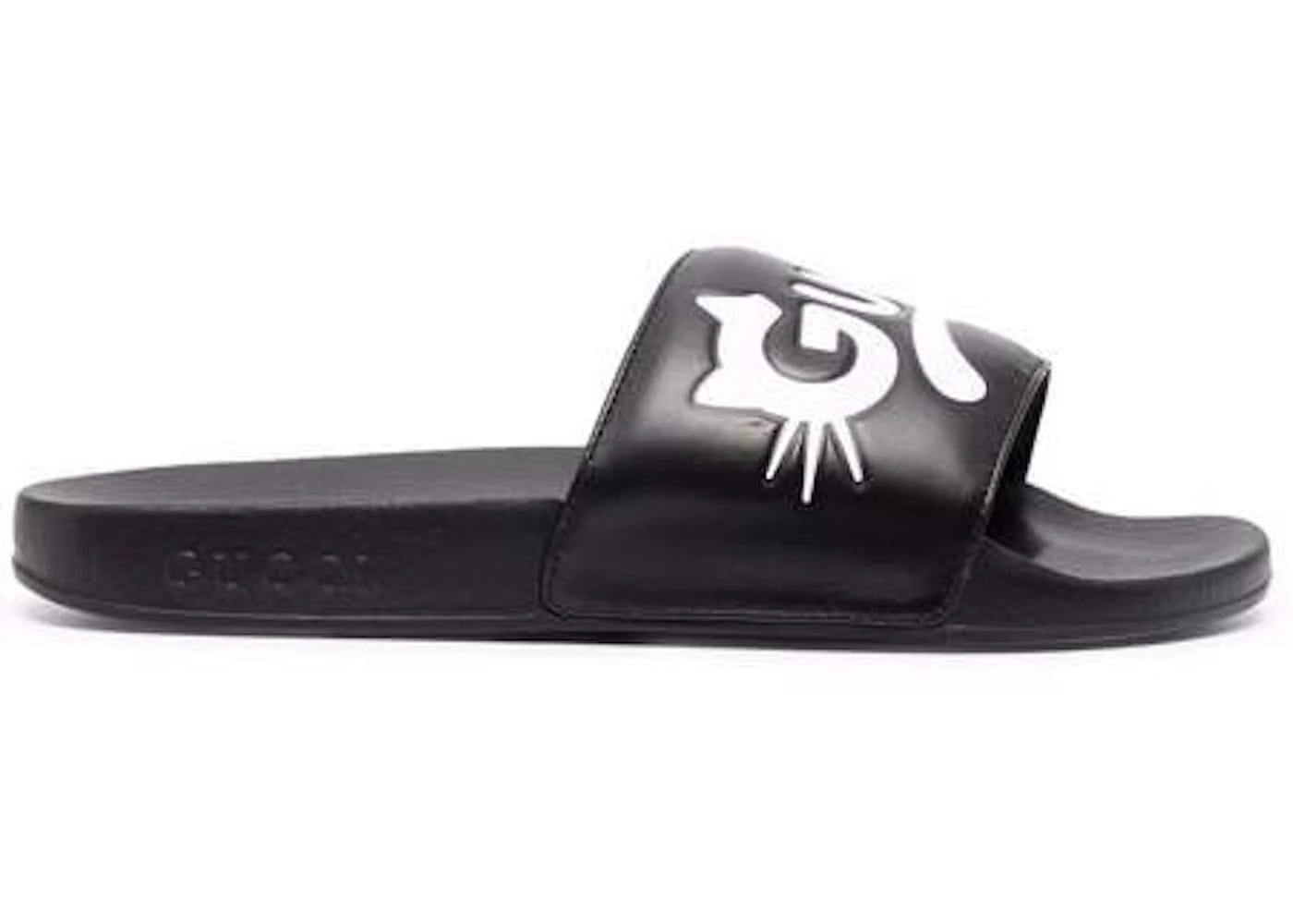 Gucci Kitty Logo Slides Black Womens