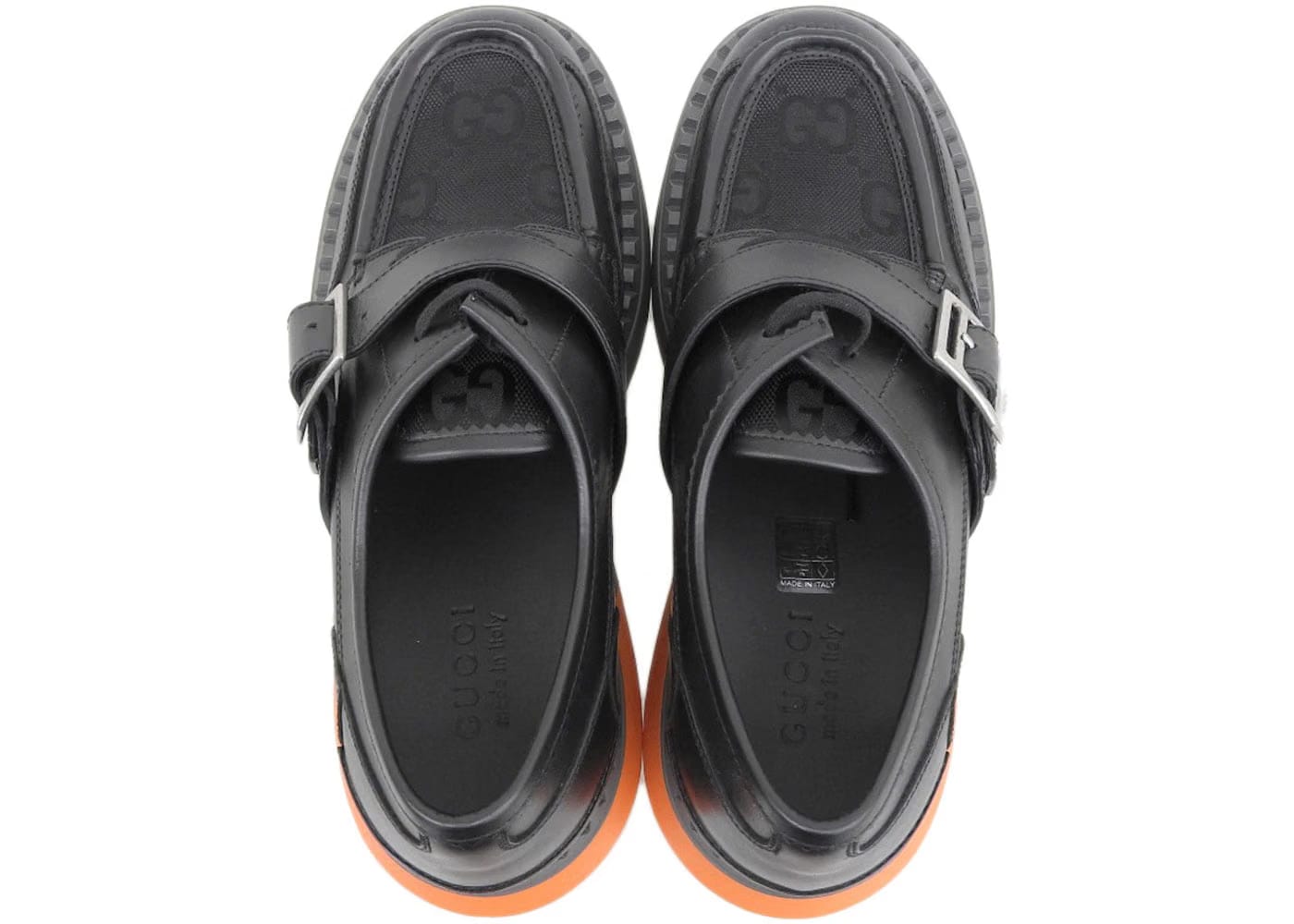 Gucci Lace Up Shoe Buckle Black Orange