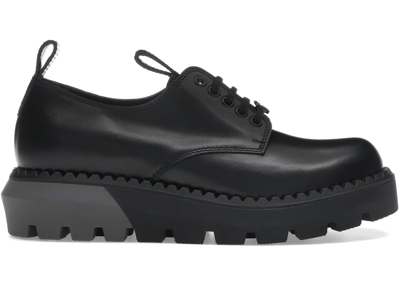 Gucci Leather Lace-Up Shoes Black Grey