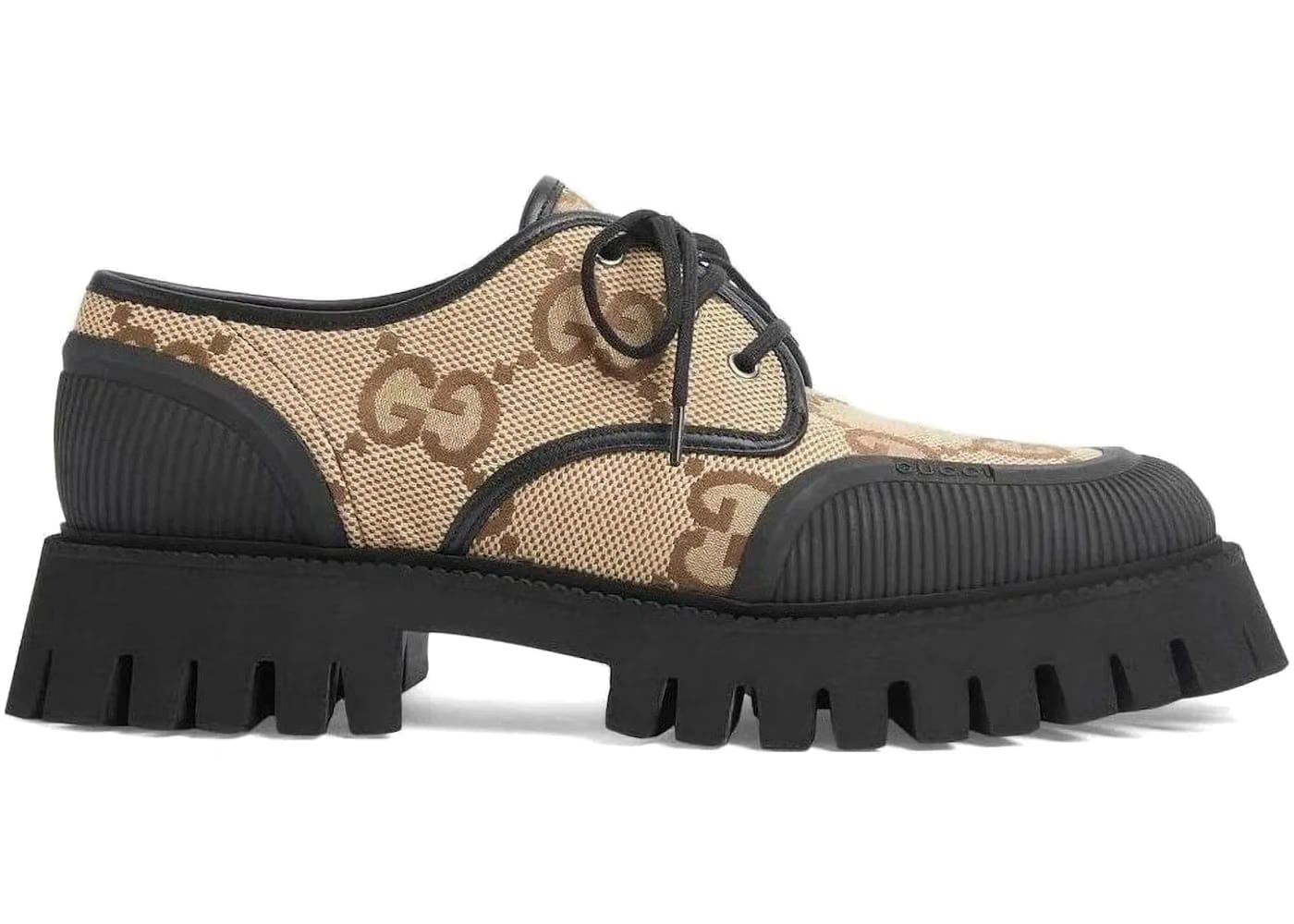Gucci Maxi Gg Lace-Up Shoes Beige Black Womens