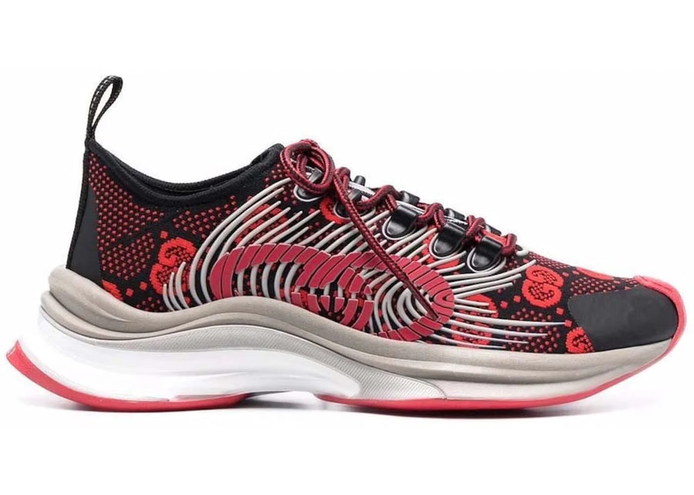 Gucci Monogram Sneakers Black Red Womens