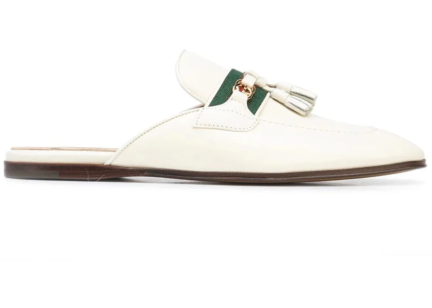 Gucci Paride Gg Web Tassel Mule Dusty White