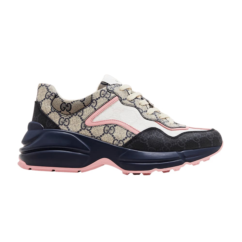 Gucci Rhyton Sneaker Beige Blue Monogram Womens
