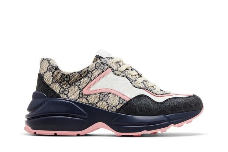 Gucci Rhyton Sneaker Beige Blue Monogram Womens