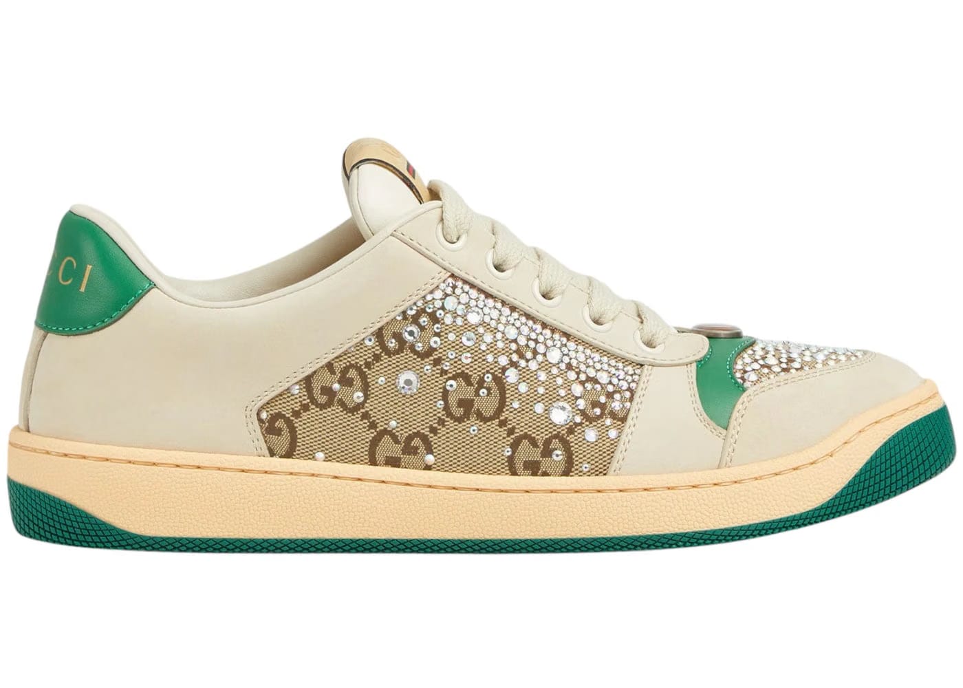 Gucci Screnner Ivory Green Crystals Womens