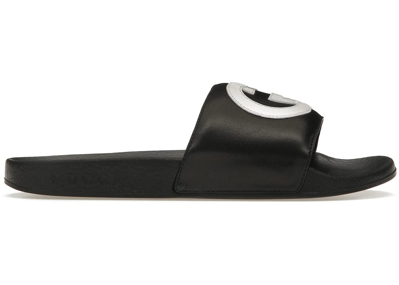Gucci Slide Interlocking G Leather Black Womens