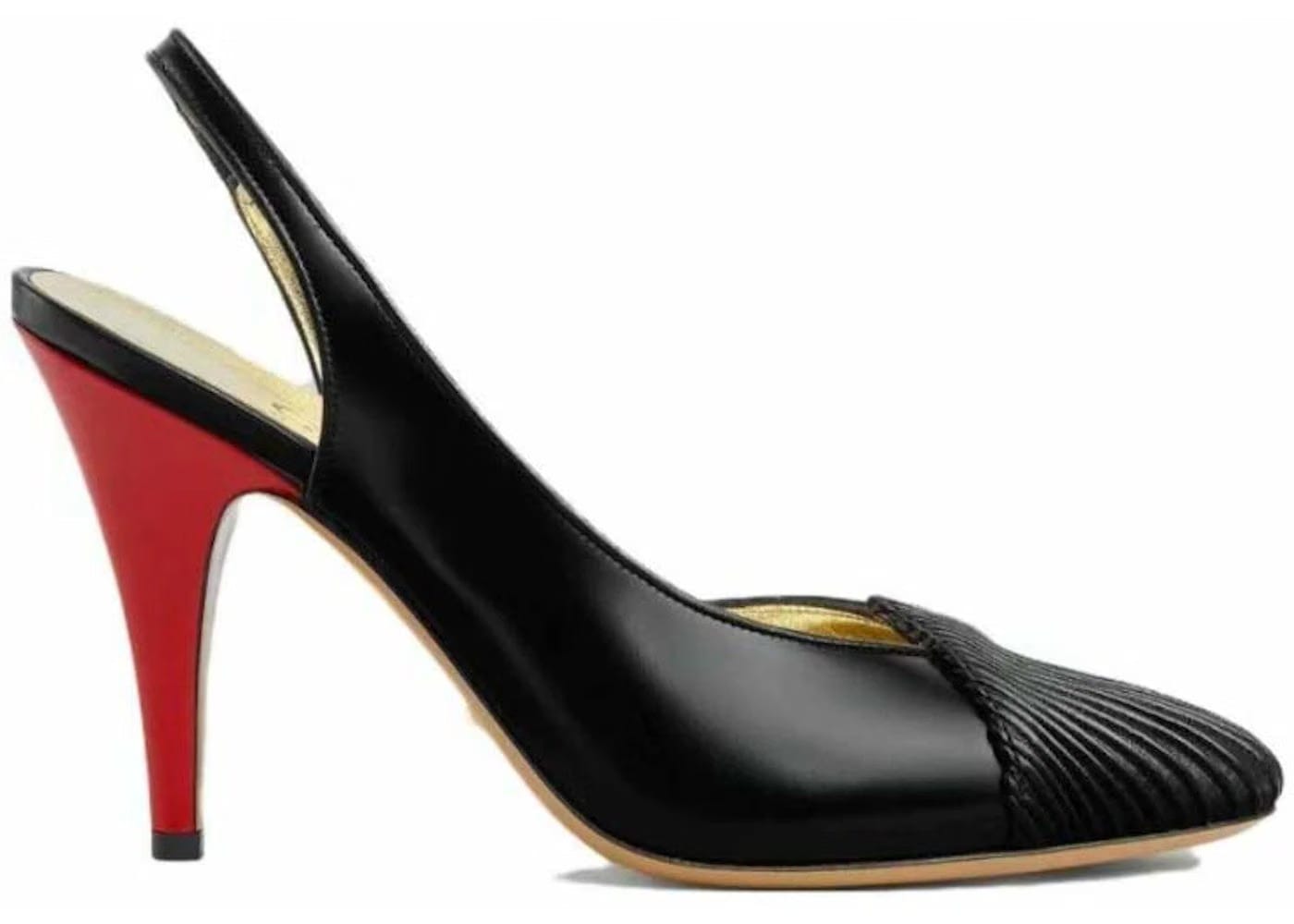 Gucci Slingback Leather Pumps Black Womens