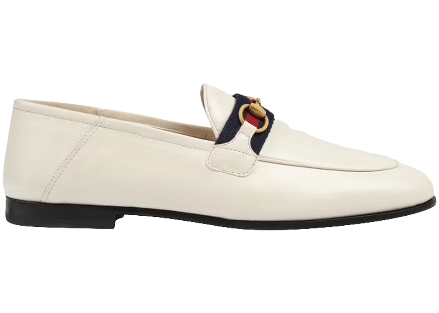 Gucci Slip On Loafer With Web White Leather