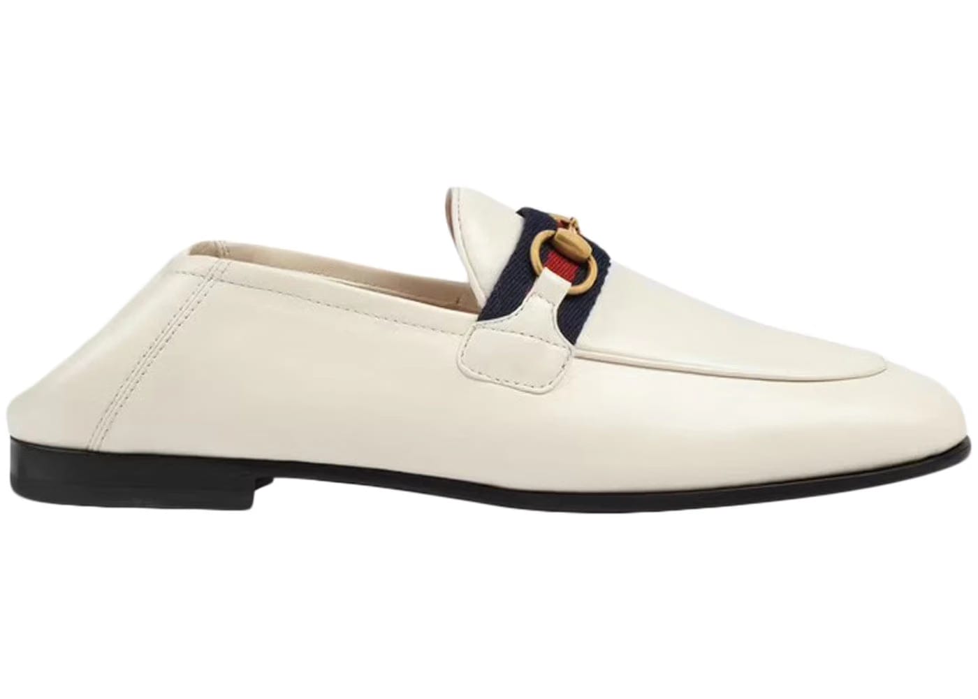 Gucci Slip On Loafer With Web White Leather