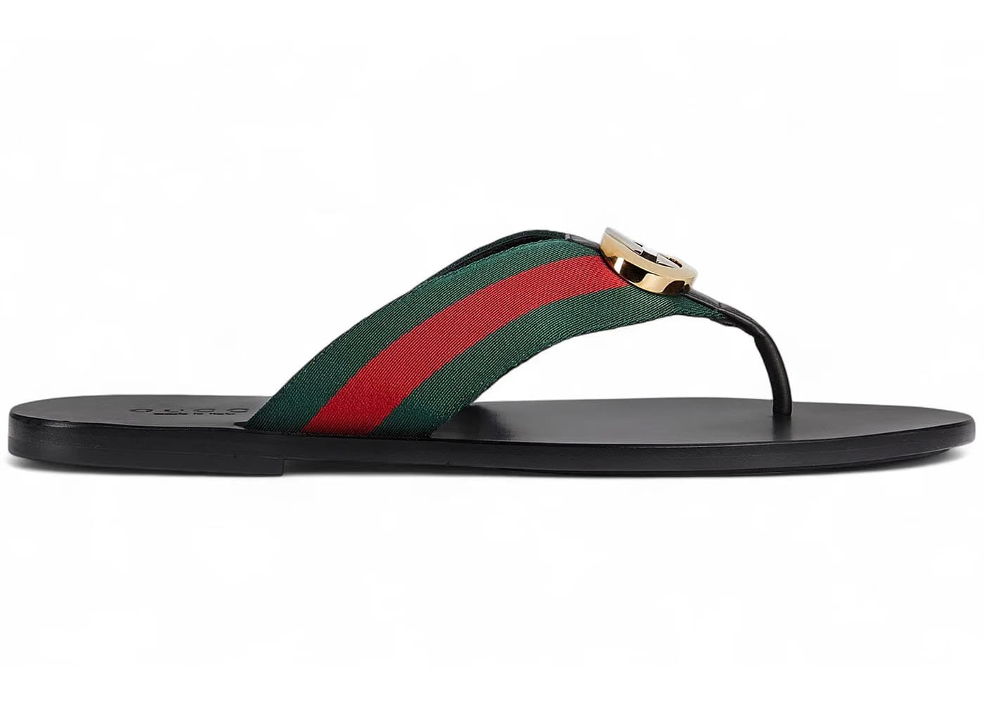 Gucci Web Thong Sandal Black Leather