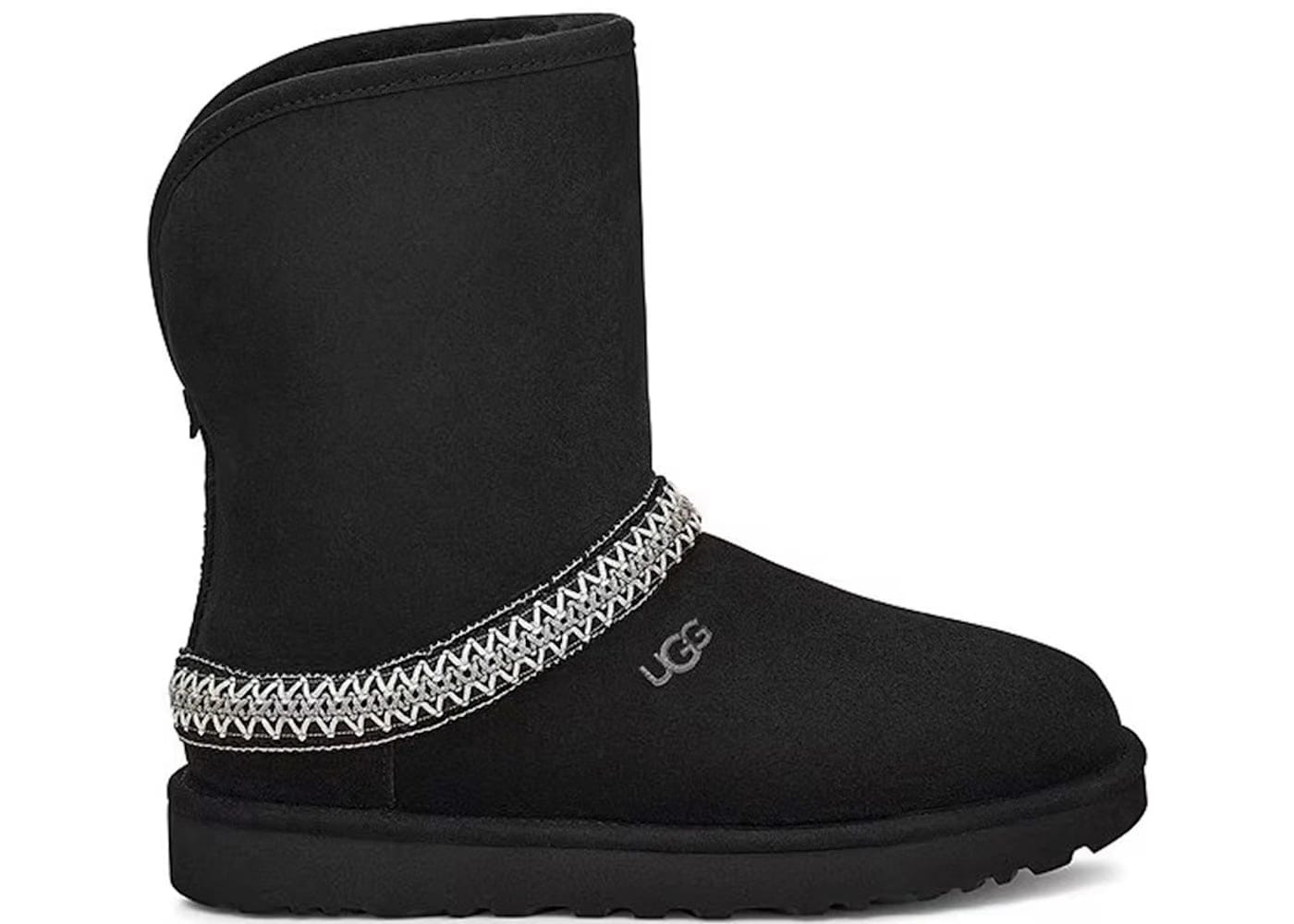 Ugg Classic Short Crescent Boot Black Womens