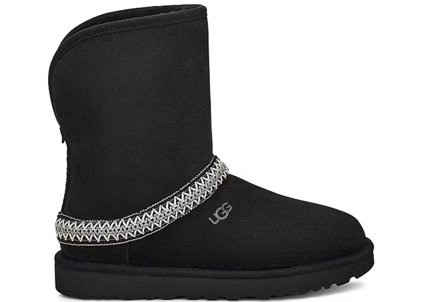 Ugg Classic Short Crescent Boot Black Womens