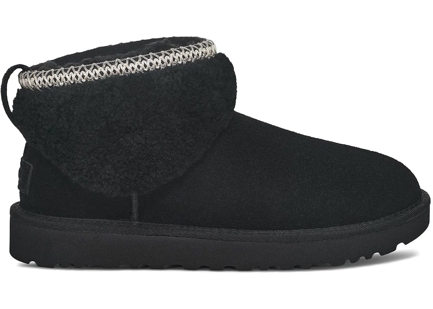 Ugg Classic Ultra Mini Maxi Curly Boot Black Womens