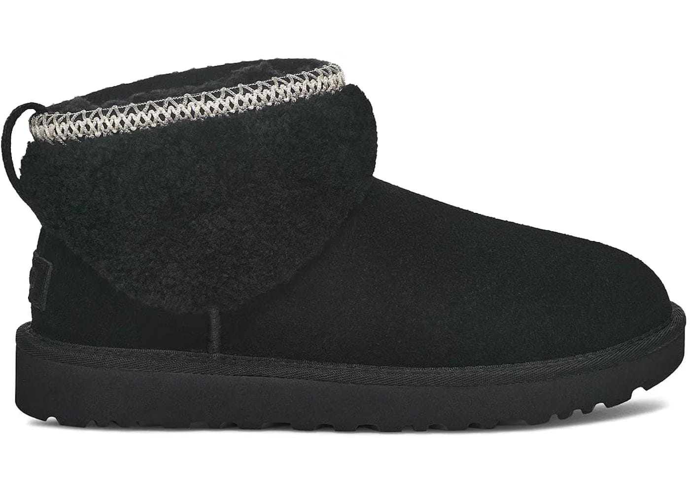 Ugg Classic Ultra Mini Maxi Curly Boot Black Womens