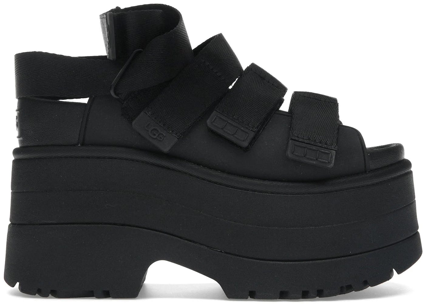 Ugg Goldenrise Platform Sandals Black Womens